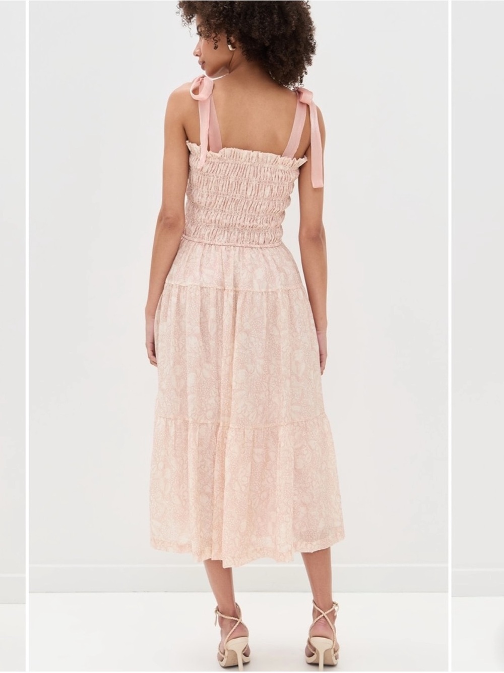 En Saison Blush Lace Tie-Shoulder Tiered Midi Dress - Picture 2 of 5